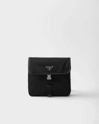 Axelväska i Re-Nylon och Saffiano-läder