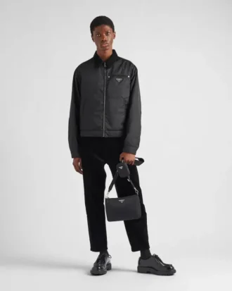 Axelväska i Re-Nylon och Saffiano-läder
