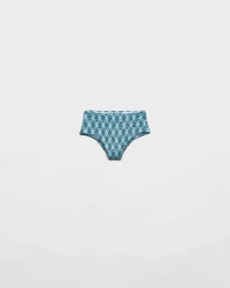 Bikinibotten i jersey med rutmönster