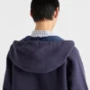 Blousonjacka med huva i tekniskt tyg Blousonjacka med huva i tekniskt tyg