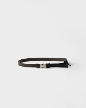 Bälte i läder och vävd nylon