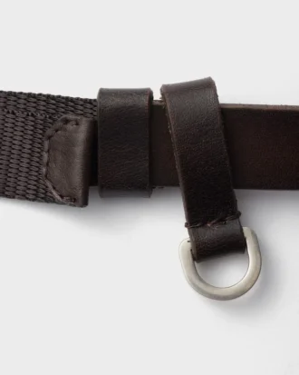 Bälte i läder och vävd nylon
