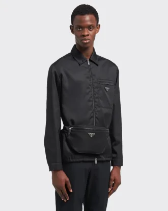 Bältesväska i Re-Nylon och Saffiano-läder