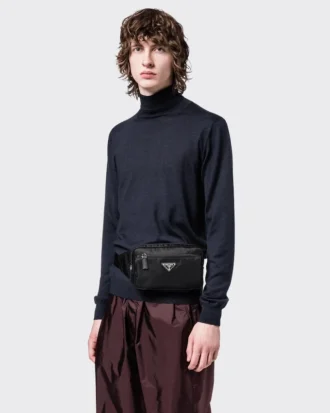 Bältesväska i Re-Nylon och Saffiano-läder
