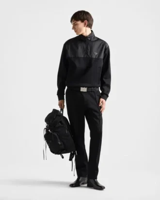 Bomullsfleecebyxor med detaljer i Re-Nylon