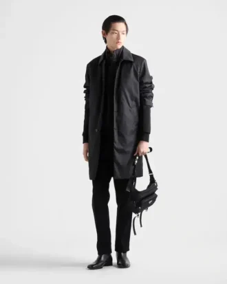 Bomullsfleecejacka med dragkedja och detaljer i Re-Nylon