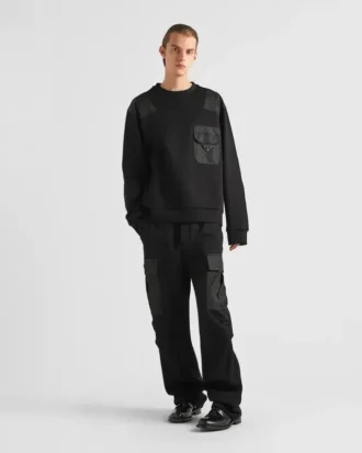 Bomullströja med detaljer i Re-Nylon