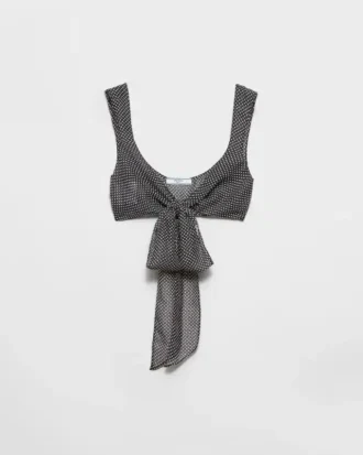 Bralette-top i silkeschiffong med prickar