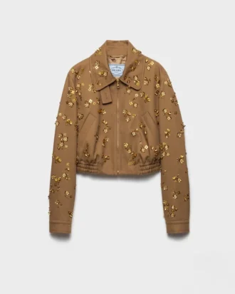 Broderad blousonjacka med chevronmönster