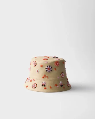 Broderad canvas-buckethat