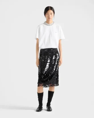 Broderad jersey-T-shirt
