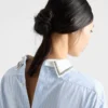 Broderad randig poplin-top Broderad randig poplin-top