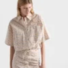 Broderad rutig poplin-top Broderad rutig poplin-top
