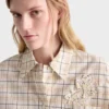 Broderad rutig poplin-top Broderad rutig poplin-top