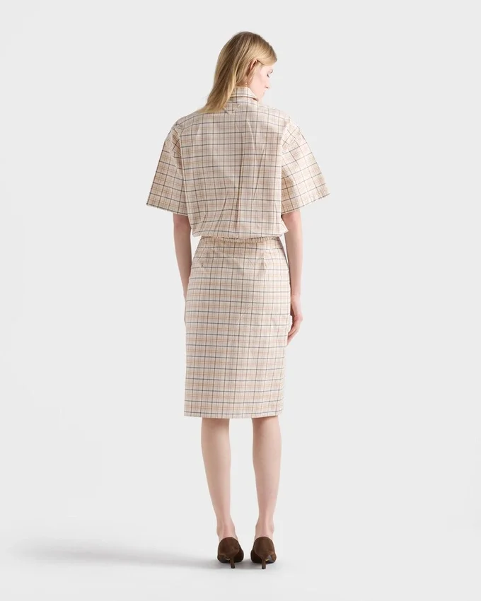 Broderad rutig poplin-top Broderad rutig poplin-top