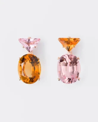 Couleur Vivante hängeörhängen – roséguld med morganit och citrin
