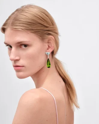 Couleur Vivante hängeörhängen – vitguld med akvamarin, peridot och diamanter