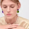 Couleur Vivante hängeörhängen – vitguld med peridot och ametist Couleur Vivante hängeörhängen – vitguld med peridot och ametist