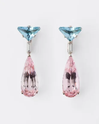 Couleur Vivante-hängörhängen – vitguld med akvamarin, morganit och diamanter