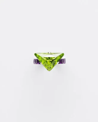 Couleur Vivante solitärring – vitguld med peridot och ametist