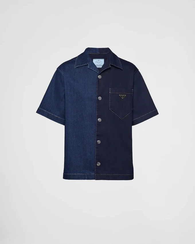 Double Match tvättad denimskjorta Double Match tvättad denimskjorta
