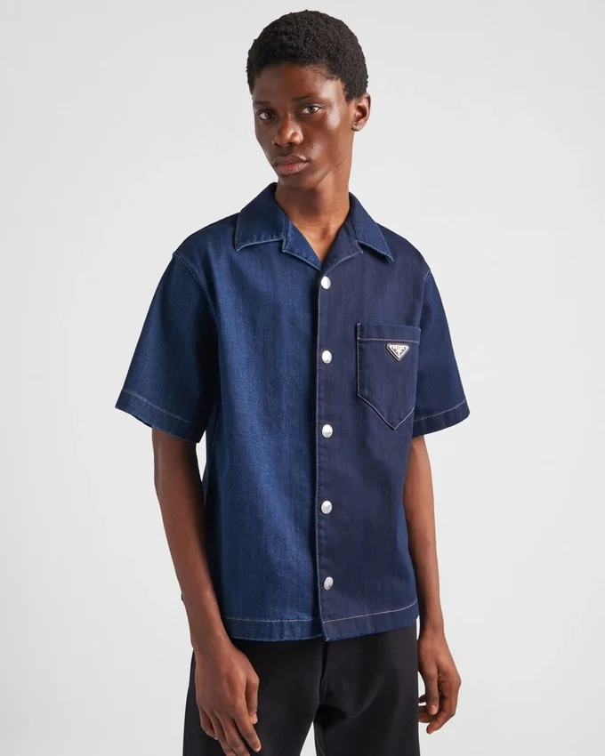 Double Match tvättad denimskjorta Double Match tvättad denimskjorta