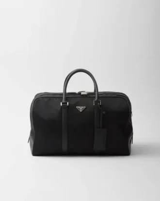 Duffelväska i Re-Nylon och Saffiano-läder
