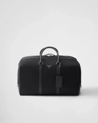 Duffelväska i Re-Nylon och Saffiano-läder
