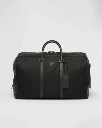 Duffelväska i Re-Nylon och Saffiano-läder