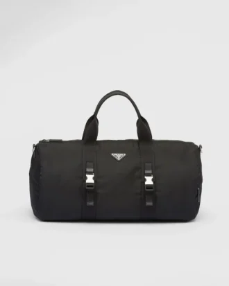 Duffelväska i Re-Nylon och Saffiano-läder