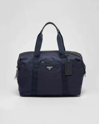 Duffelväska i Re-Nylon och Saffiano-läder