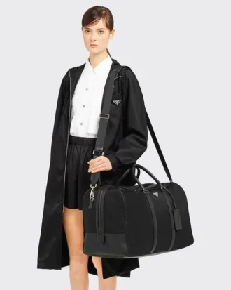 Duffelväska i Re-Nylon och Saffiano-läder