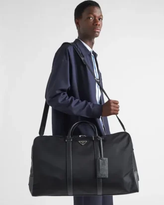 Duffelväska i Re-Nylon och Saffiano-läder
