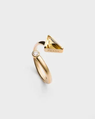 Eternal Gold Contraria-ring i gult guld med diamant och grön kvarts