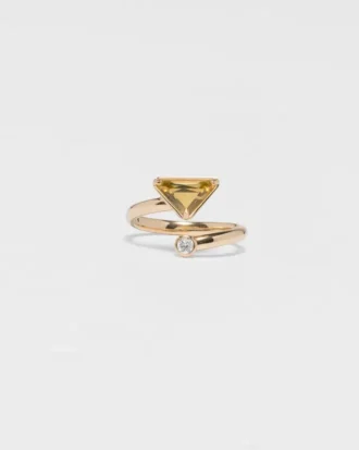 Eternal Gold Contraria-ring i gult guld med diamant och grön kvarts