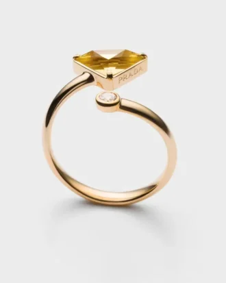 Eternal Gold Contraria-ring i gult guld med diamant och grön kvarts