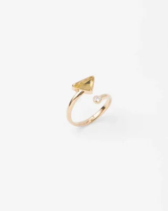 Eternal Gold Contraria-ring i gult guld med diamant och grön kvarts