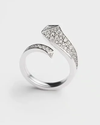 Eternal Gold Snake Mini-ring i vitt guld och diamanter