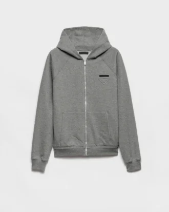 Hoodie med dragkedja i kashmirblandning