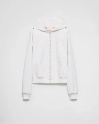 Hoodie med läderdragkedja