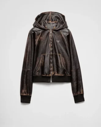 Hoodiejacka i nappaläder