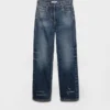 Jeans i tvättad denim med raka ben Jeans i tvättad denim med raka ben