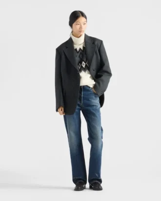 Jeans i tvättad denim med raka ben