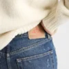 Jeans i tvättad denim med raka ben Jeans i tvättad denim med raka ben