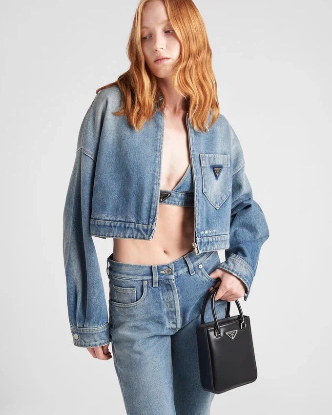 Kort organisk denimjacka Kort organisk denimjacka