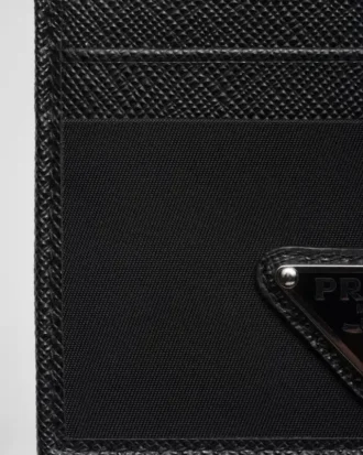 Kortfodral i Re-Nylon och Saffiano-läder