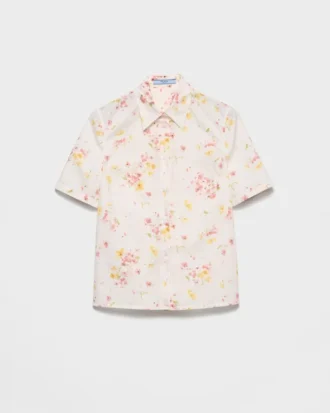 Kortärmad poplin-skjorta med blommönster