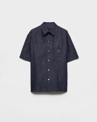 Kortärmad skjorta i chambray-denim