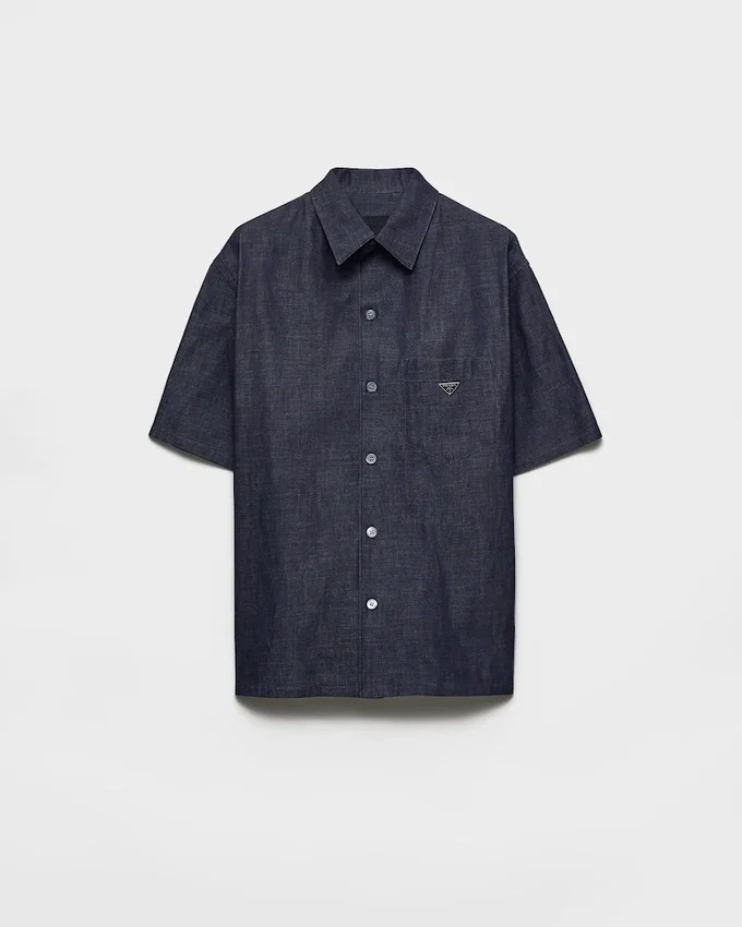 Kortärmad skjorta i chambray-denim Kortärmad skjorta i chambray-denim