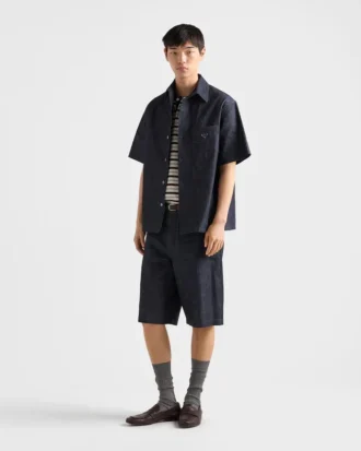 Kortärmad skjorta i chambray-denim